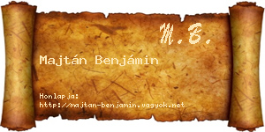 Majtán Benjámin névjegykártya